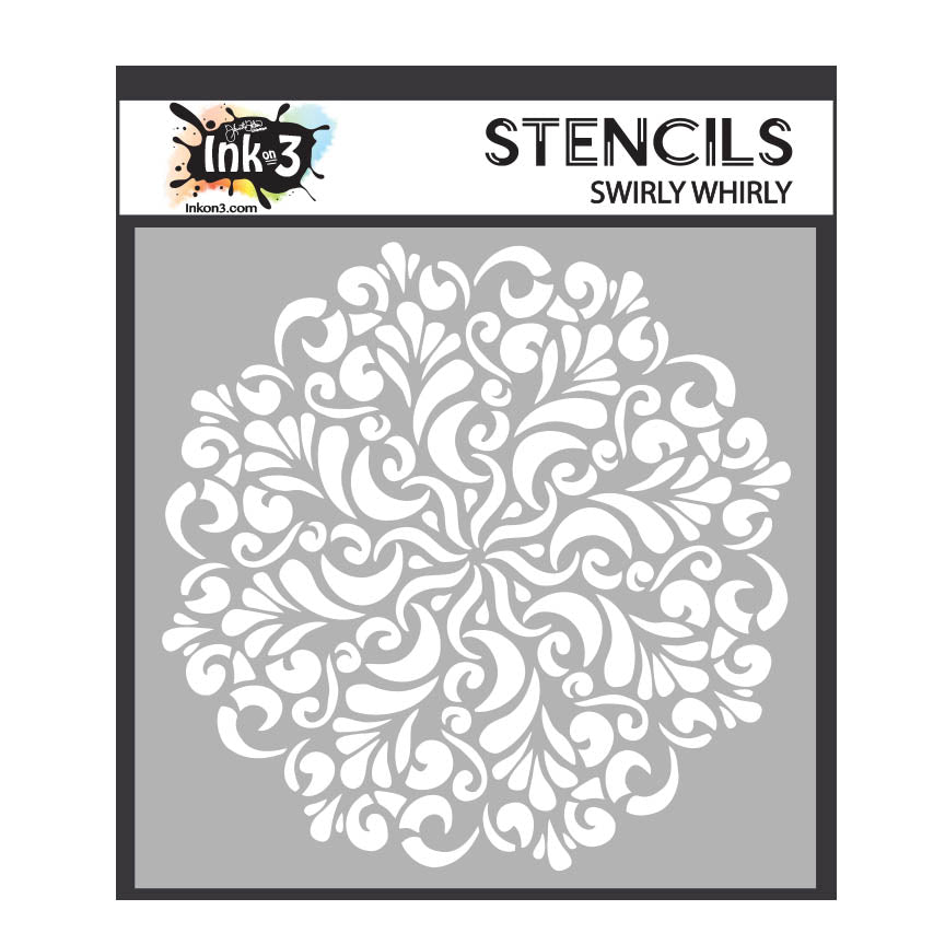 Inkon3 Swirly Whirley 6x6 Stencil