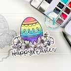 Trinity Stamps Foiled Floral Egg Cut & Foil Die Set tmd-284 Rainbow Happy Easter Card