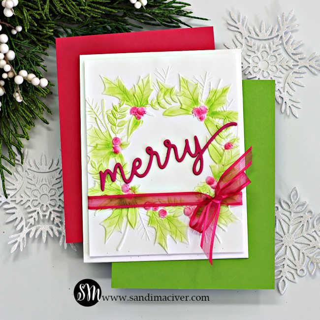 Simon Says Stamp Embossing Folder Festive Wreath sf568 Sugar and Spice Holiday Card | color-code:ALT06