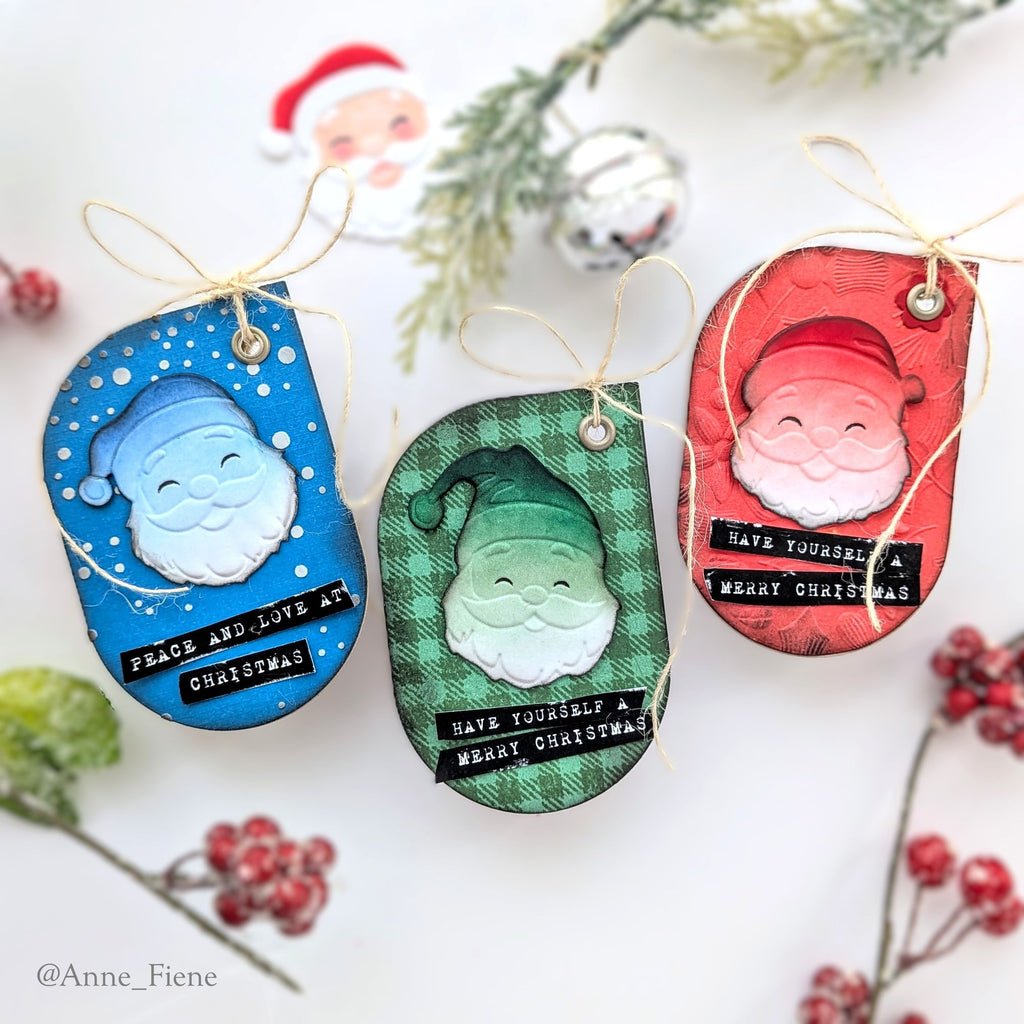 Simon Says Stamp Embossing Folder and Cutting Dies Santa Faces sfd559 Sugar and Spice Holiday Tags