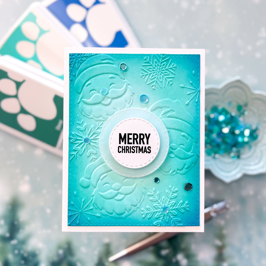 Simon Says Stamp Embossing Folder and Cutting Dies Santa Faces sfd559 Sugar and Spice Holiday Card