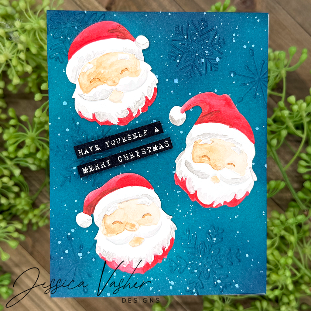 Simon Says Stamp Embossing Folder and Cutting Dies Santa Faces sfd559 Sugar and Spice Holiday Card