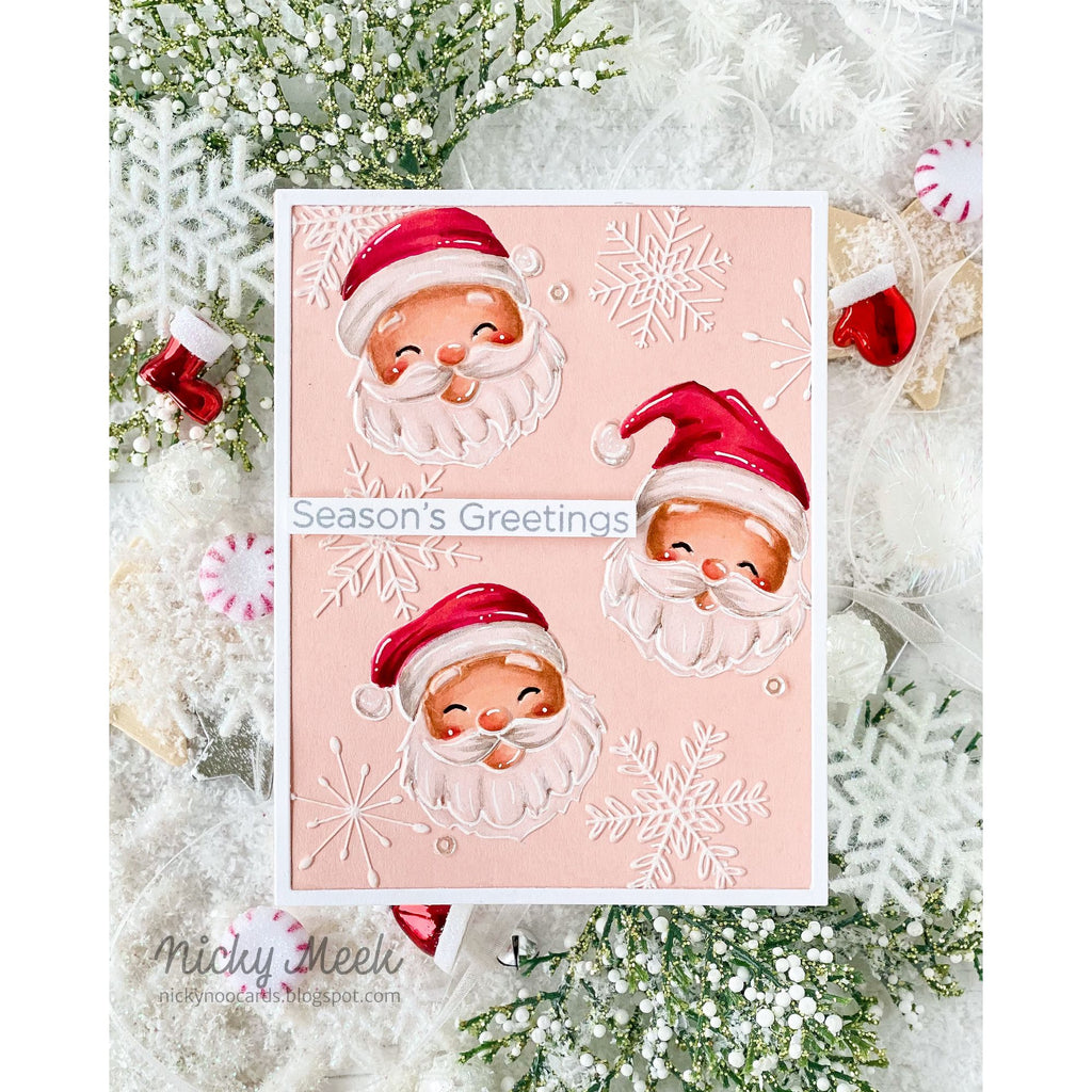 Simon Says Stamp Embossing Folder and Cutting Dies Santa Faces sfd559 Sugar and Spice Holiday Card