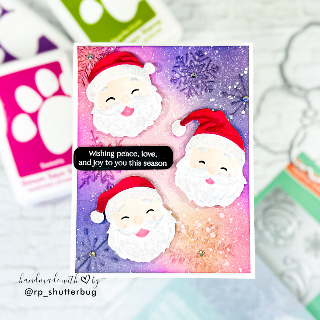 Simon Says Stamp Embossing Folder and Cutting Dies Santa Faces sfd559 Sugar and Spice Holiday Card