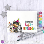Purple Onion Designs Let's Celebrate Unmounted Cling Stamp pod5030 happy birthday card