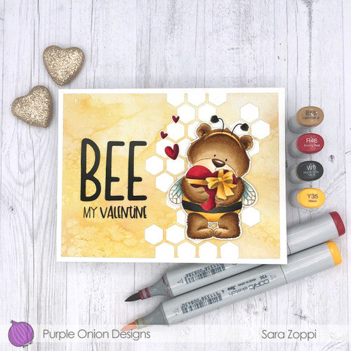 Purple Onion Designs Love, Brownie Bear Cling Stamp pod5012 Be My Valentine Card