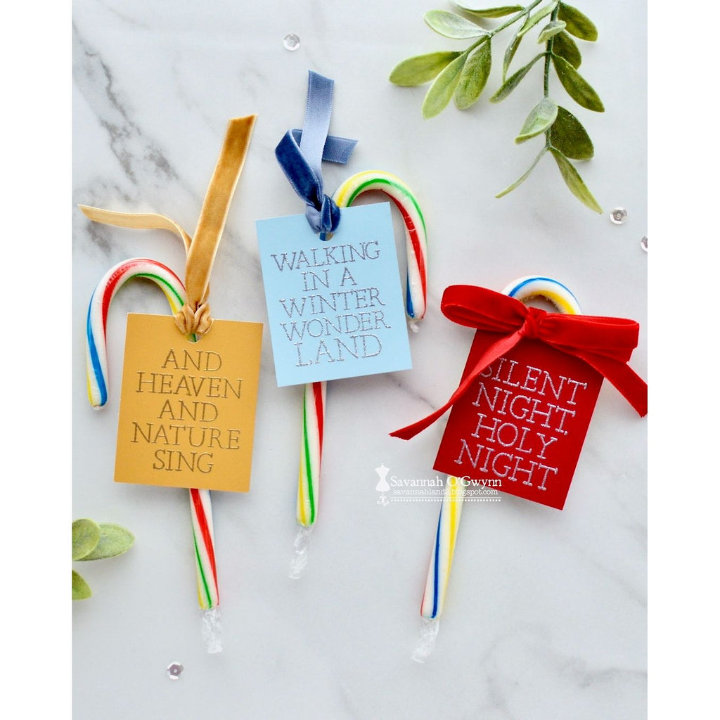 Simon Says Stamps and Dies Stacked Holiday Sentiments set1091sh And Everything Nice Christmas Treat Tags