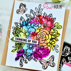 Savannah-Pink and Main Many Sentiment Strips Foilables Cut Ups pmf407 rainbow flowers-2026-_125PMColorfulFlowersA