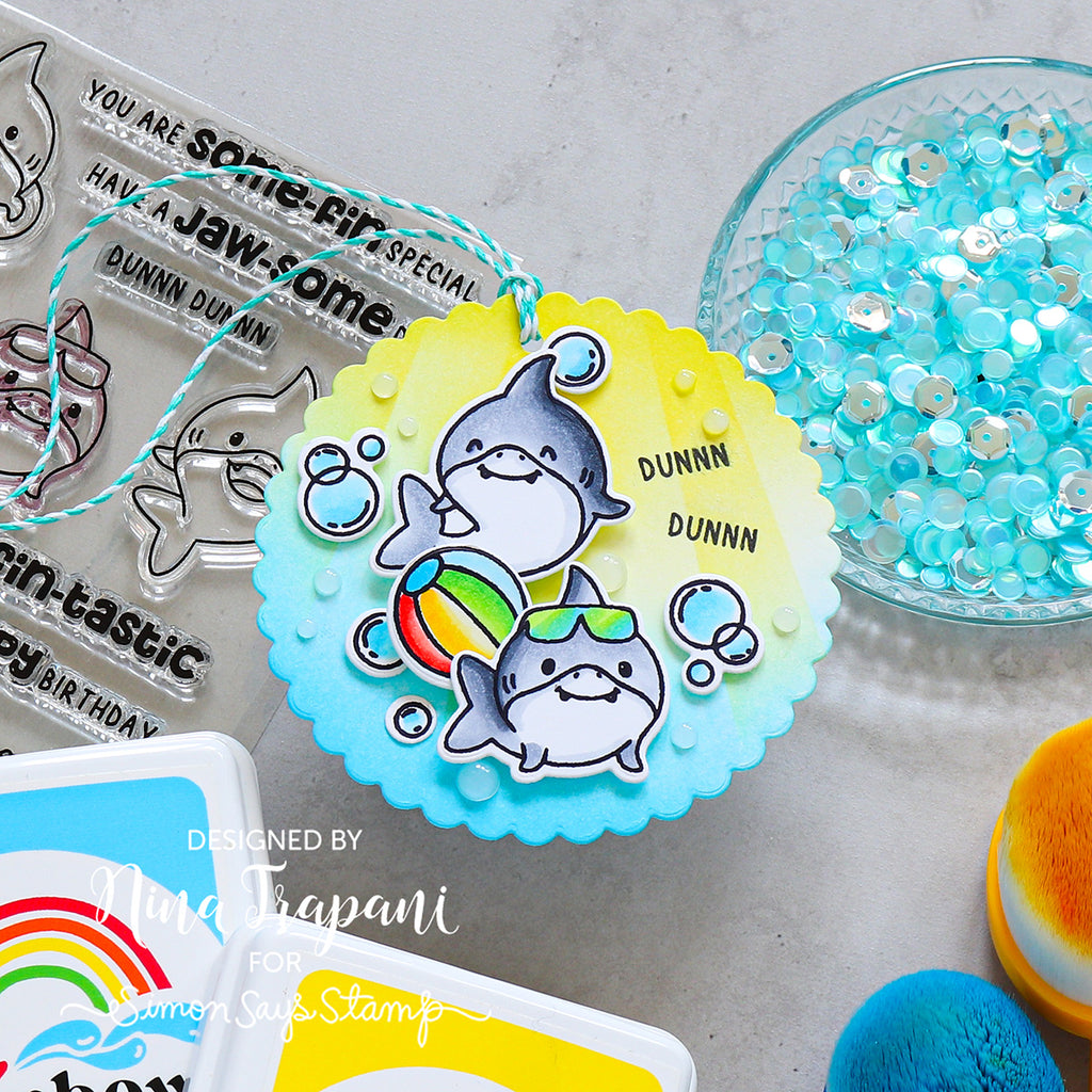 Simon Says Stamp Scalloped Circles Wafer Dies 8022sd Friend Like You Shark Tag