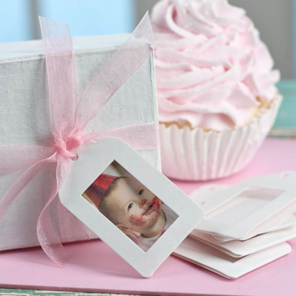 Scalloped White Frame Tags 03054 baby