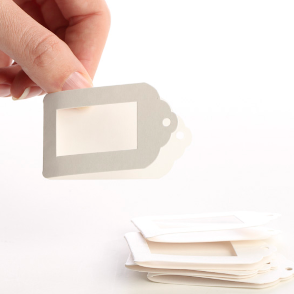 Scalloped White Frame Tags 03054 product
