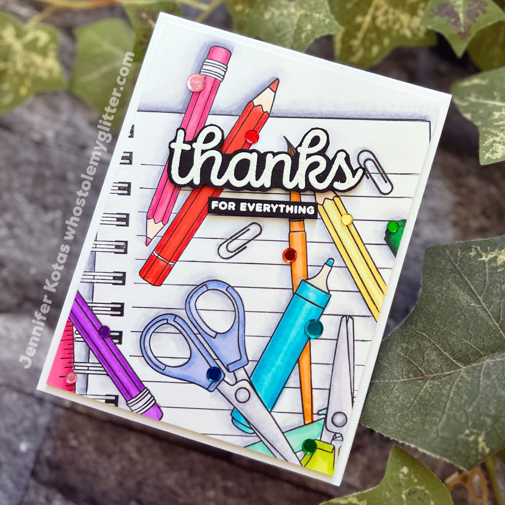 Simon Says Cling Stamp School Supplies sss102716 Just A Note Thanks  Card | color-code:ALT02