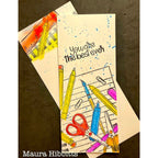 Simon Says Cling Stamp School Supplies sss102716 Just A Note Back to School Card Bookmark | color-code:ALT07