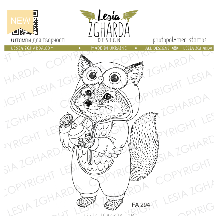 Lesia Zgharda Fox in Owl Pajamas Clear Stamp Set fa294
