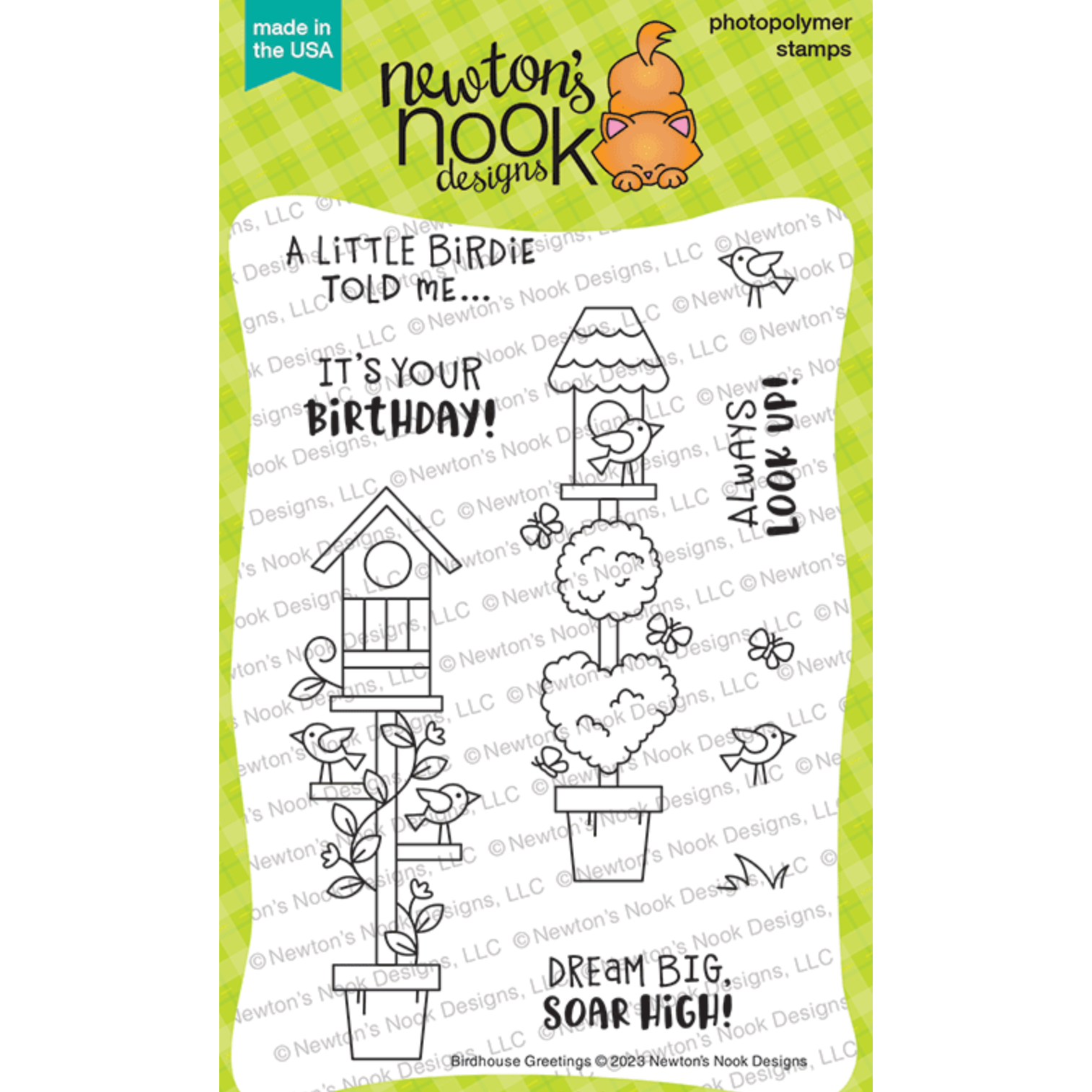 Newton's Nook Birdhouse Greetings Clear Stamps NN2305S03