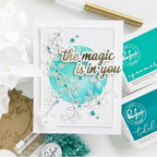 PinkFresh Studio The Magic Is In You Phrase Hot Foil Plate And Die 190823 Aqua Encouragement Card | color-code:ALT01