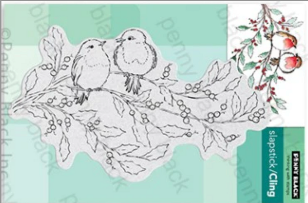 Penny Black Cling Stamp HOLLY BERRY BIRD 40-856