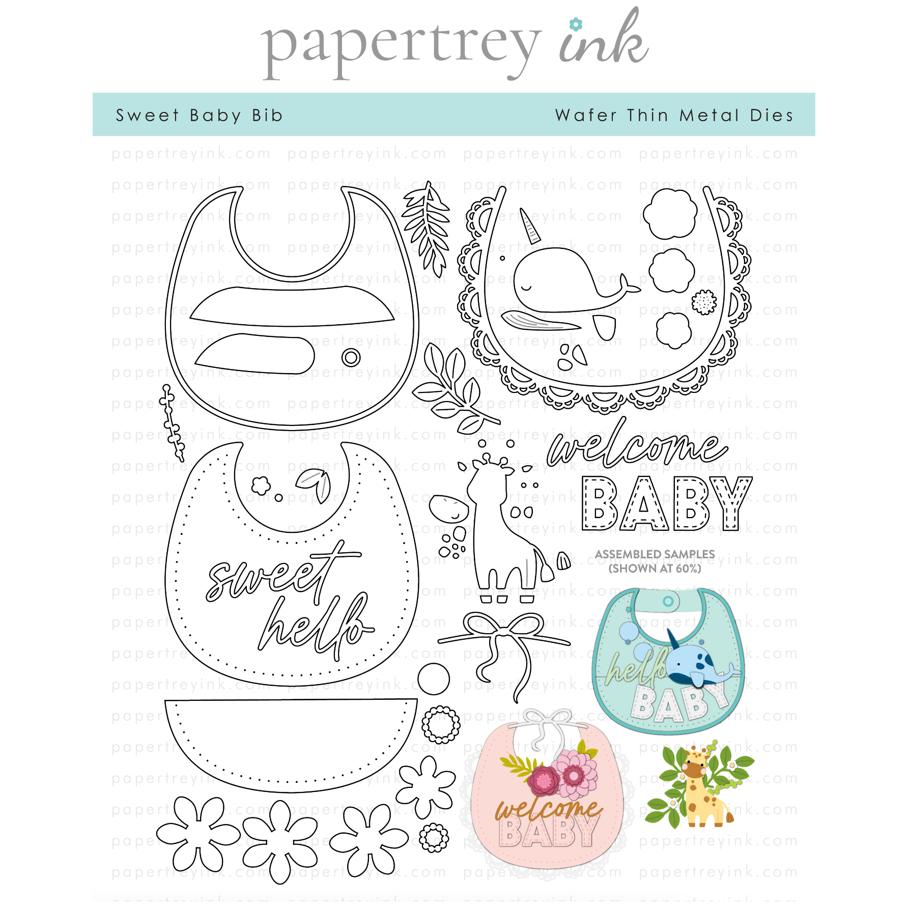 Papertrey Ink Sweet Baby Bib Dies PTI-0647