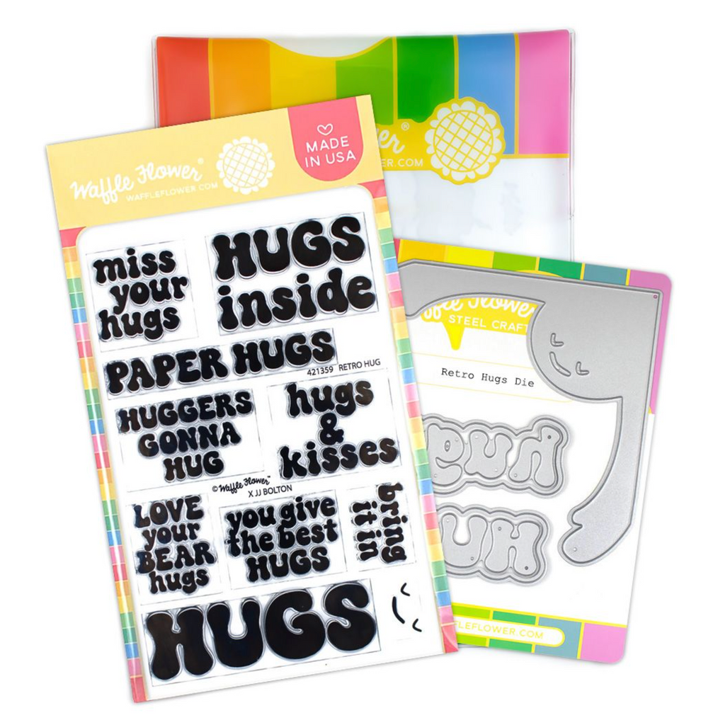 Waffle Flower Retro Hugs Clear Stamp and Die Set WFC1359