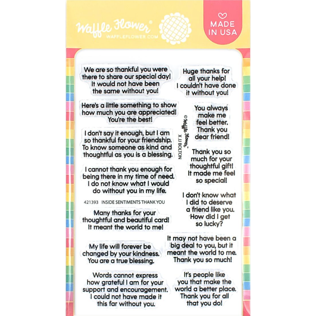 Waffle Flower Inside Sentiments Thank You Clear Stamps 421391