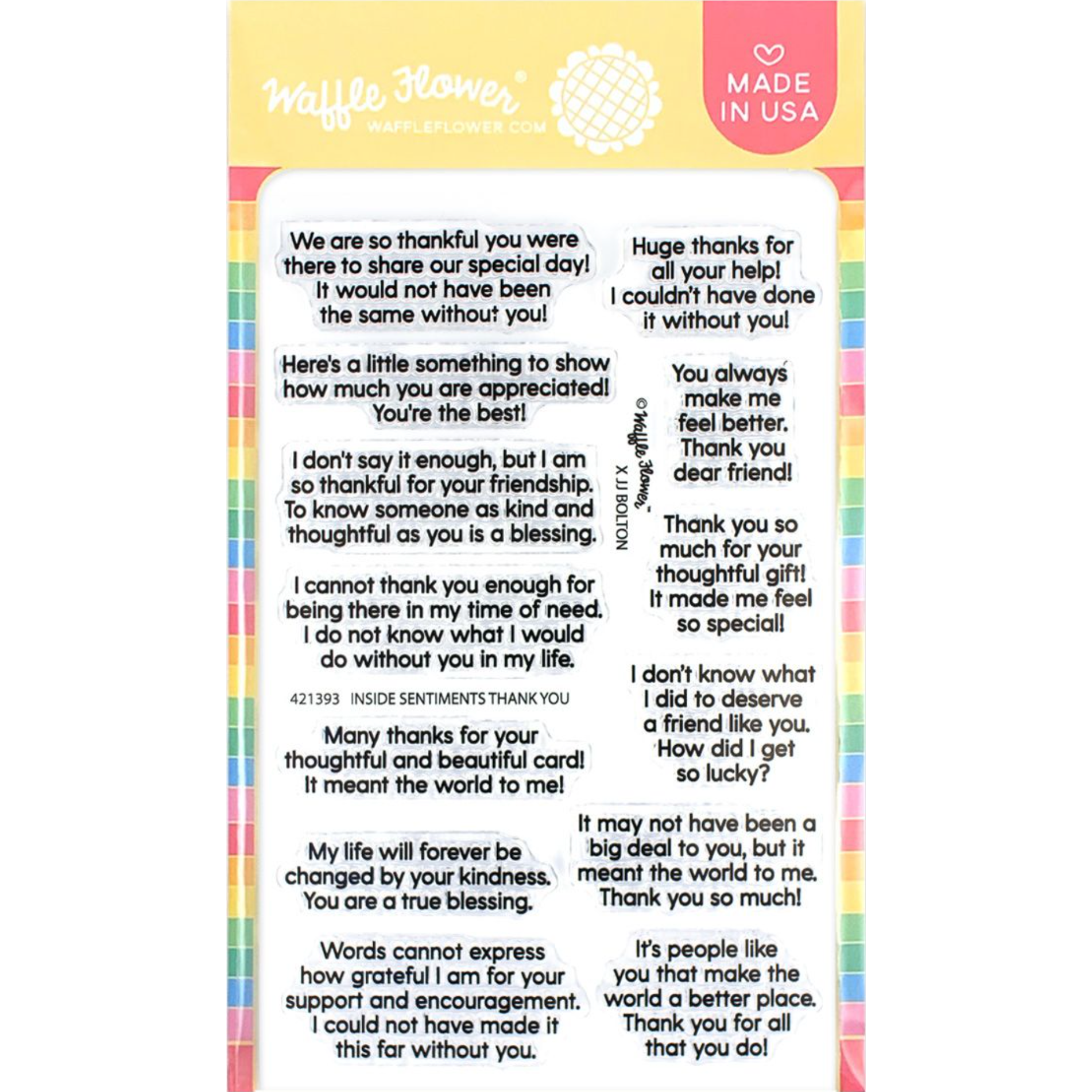 Waffle Flower Inside Sentiments Thank You Clear Stamps 421391