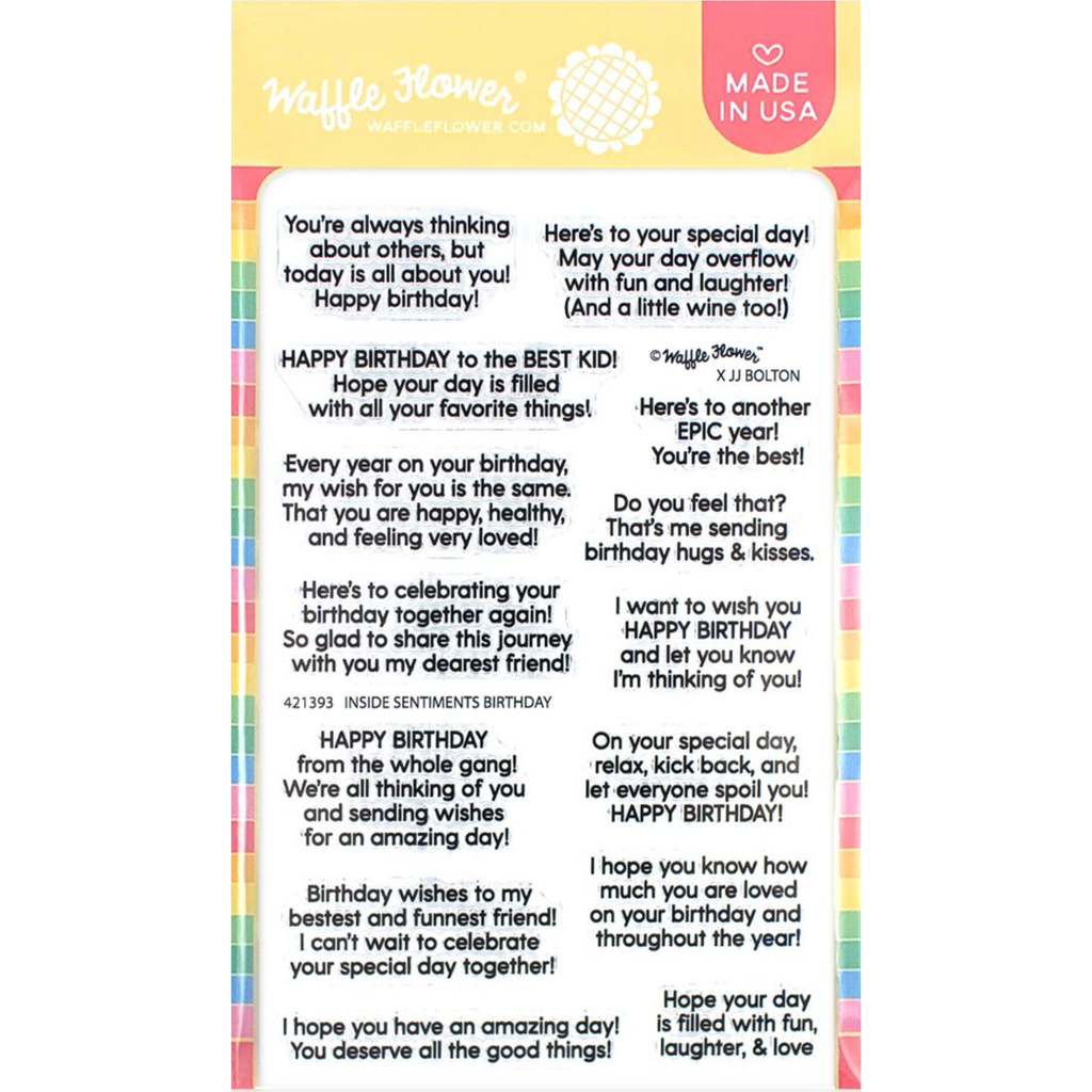 Waffle Flower Inside Sentiments Birthday Clear Stamps 421393