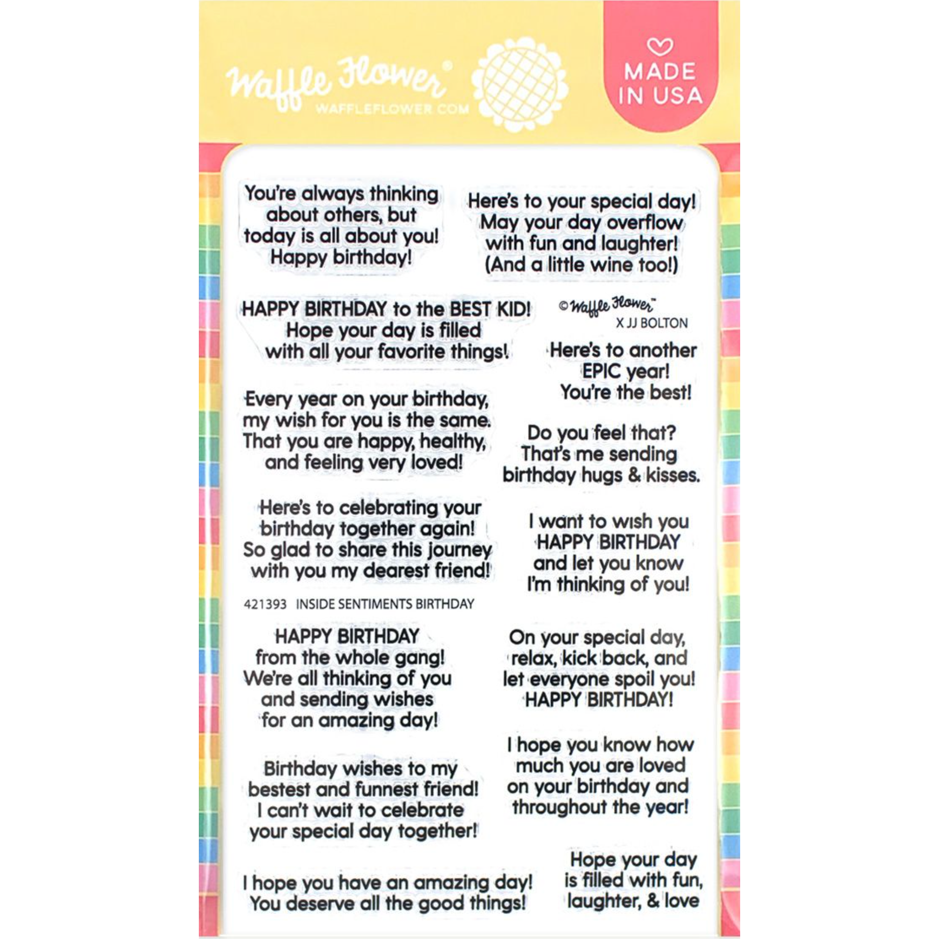 Waffle Flower Inside Sentiments Birthday Clear Stamps 421393