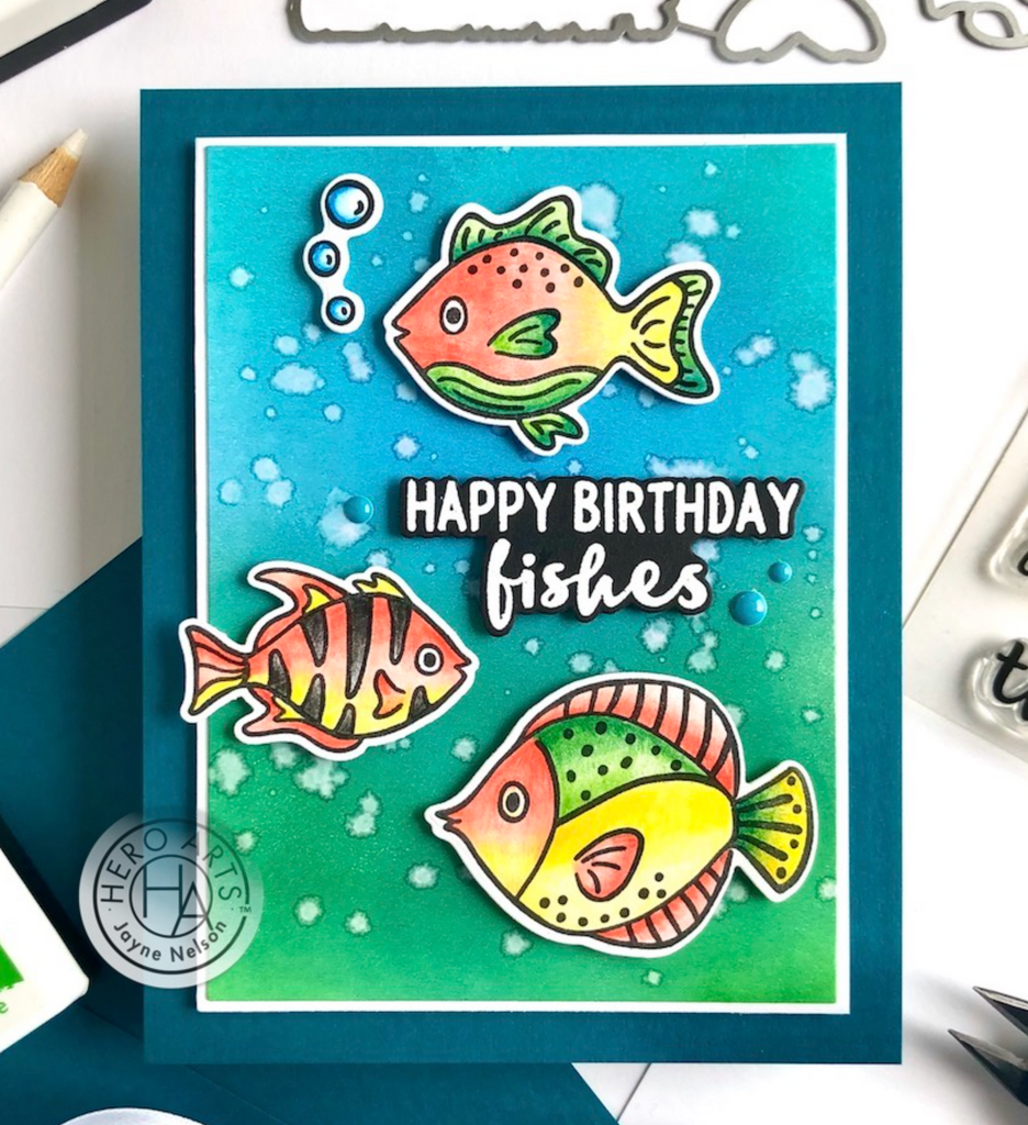 Hero Arts Hello Fishes Clear Stamp and Die Set SB368 Fish