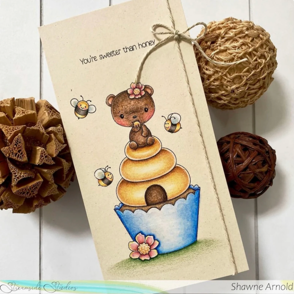 Streamside Studios Cupcake Critters Clear Stamp Set stsd20 Honey cupcake