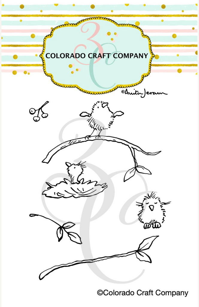 Colorado Craft Company Anita Jeram Tiny Bird Berries Clear Stamps AJ820