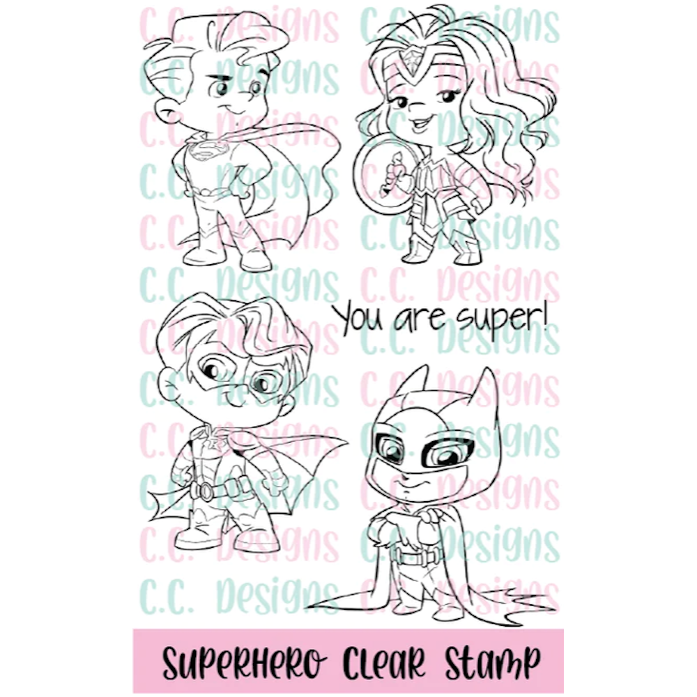 C.C. Designs Superhero Clear Stamp Set ccd0329