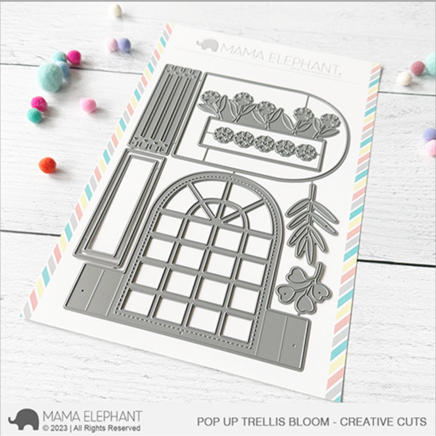 Mama Elephant Pop Up Trellis Bloom Creative Cuts Steel Dies
