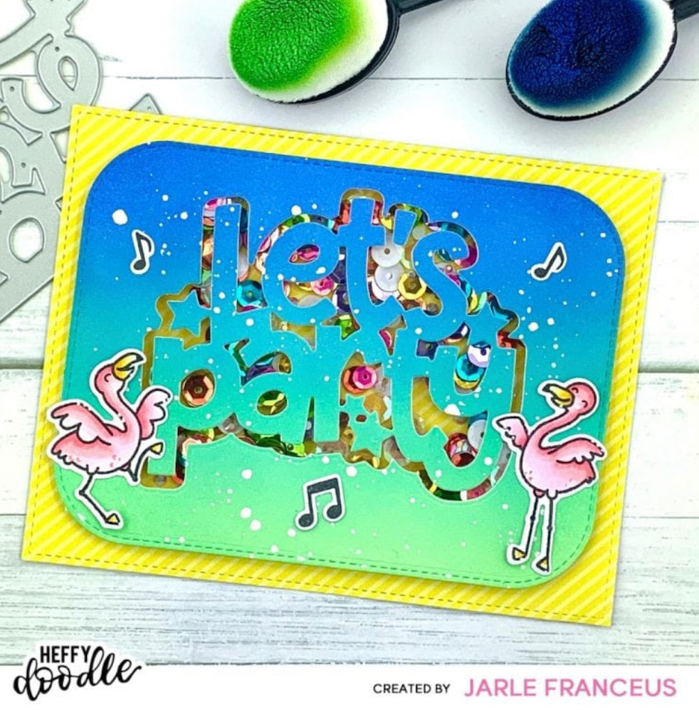 Heffy Doodle Flock Star Clear Stamp Set hfd0470 Let's Party Card