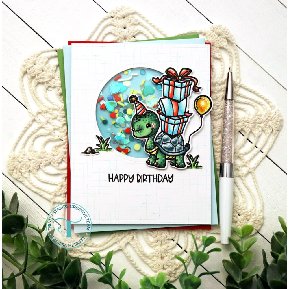 Trinity Stamps Abstract Scratch Background Clear Stamp Set tps-243 Turtle Happy Birthday Card | color-code:ALT01