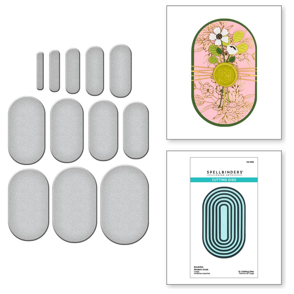 S4-1266 Spellbinders Essential Modern Ovals Etched Dies Ovals