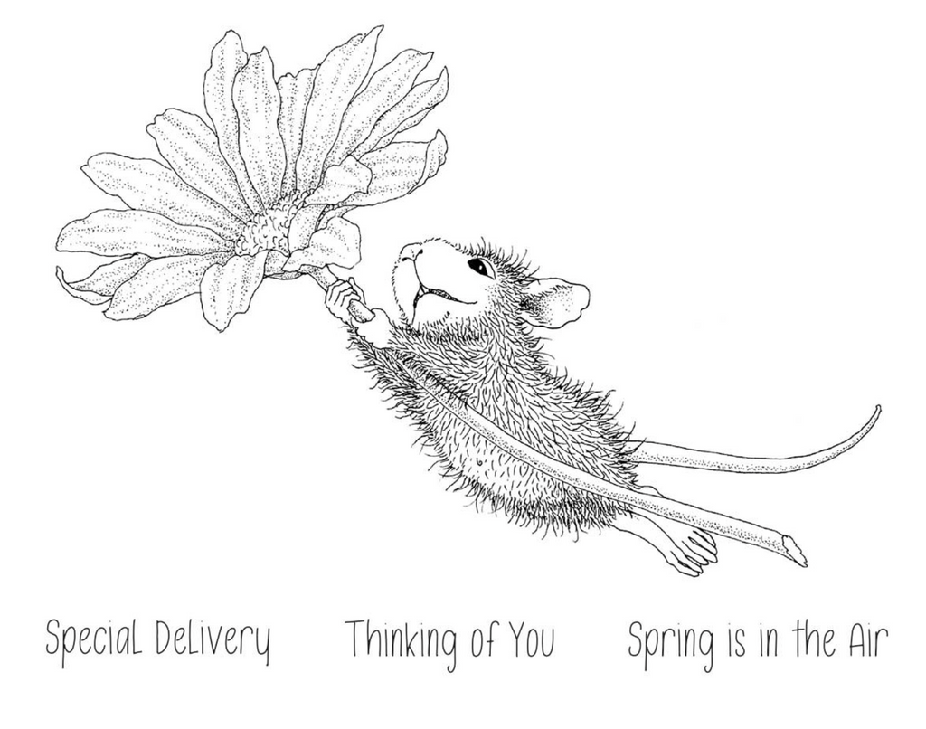 RSC-002 Spellbinders House Mouse Daisy Mouse Cling Rubber Stamps