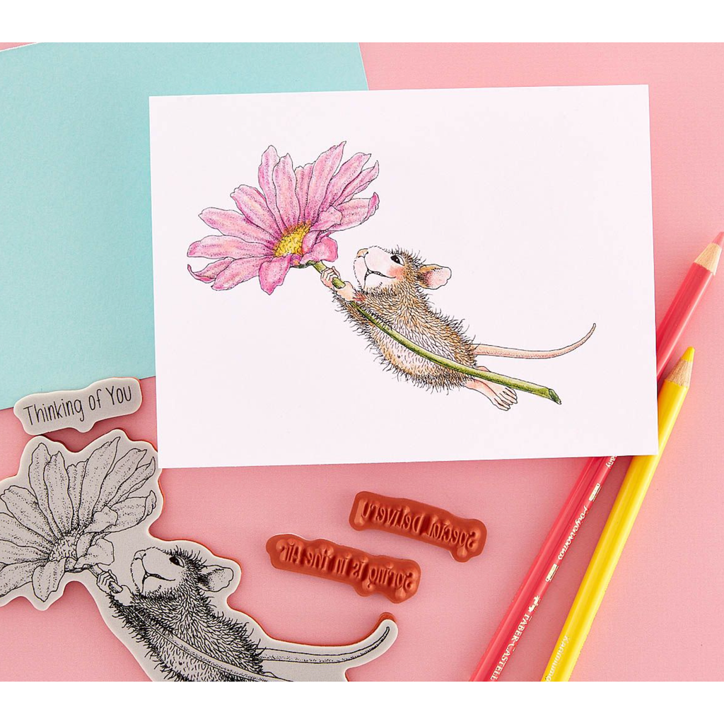 RSC-002 Spellbinders House Mouse Daisy Mouse Cling Rubber Stamps Daisy