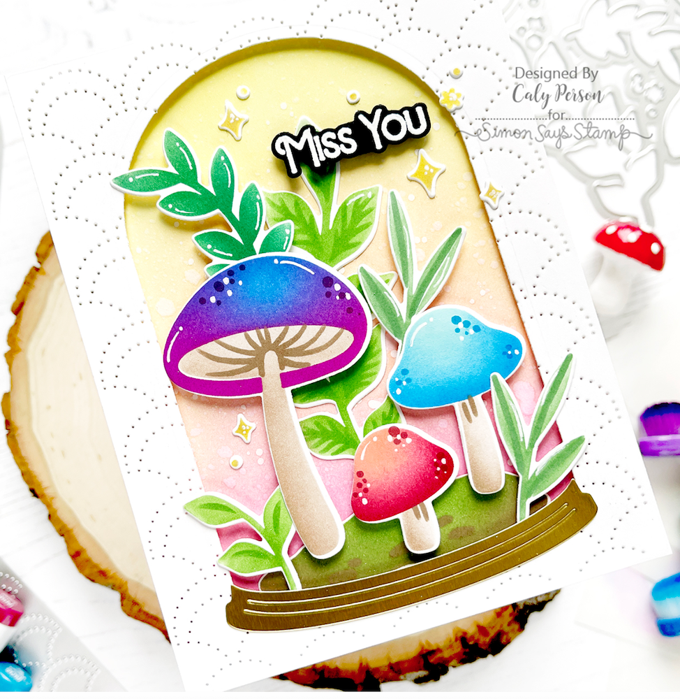 PinkFresh Studio WONDERFUL SENTIMENTS Clear Stamp Set 192923 Miss You Mushroom Terrarium Card | color-code:ALT03