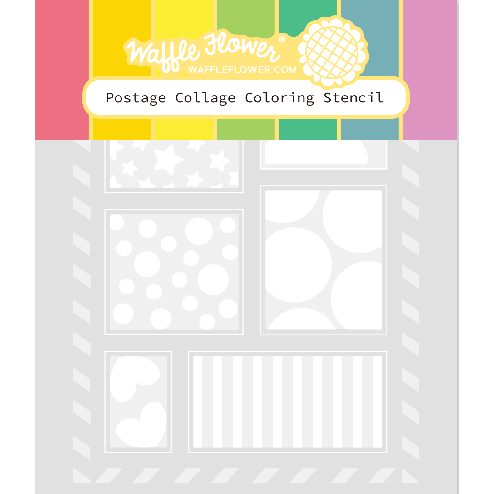 Waffle Flower Postage Collage Coloring Stencil 421383