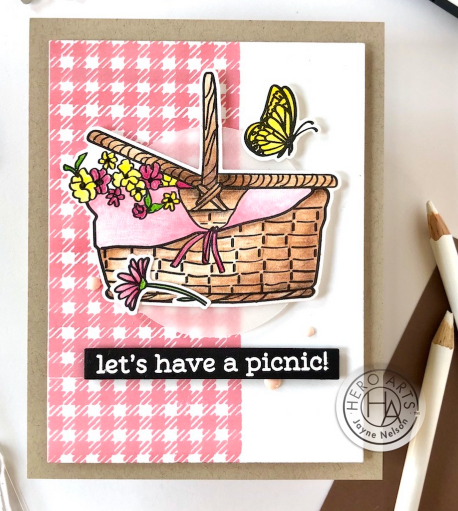 Hero Arts Picnic Basket Clear Stamp and Die Set SB371 butterfly