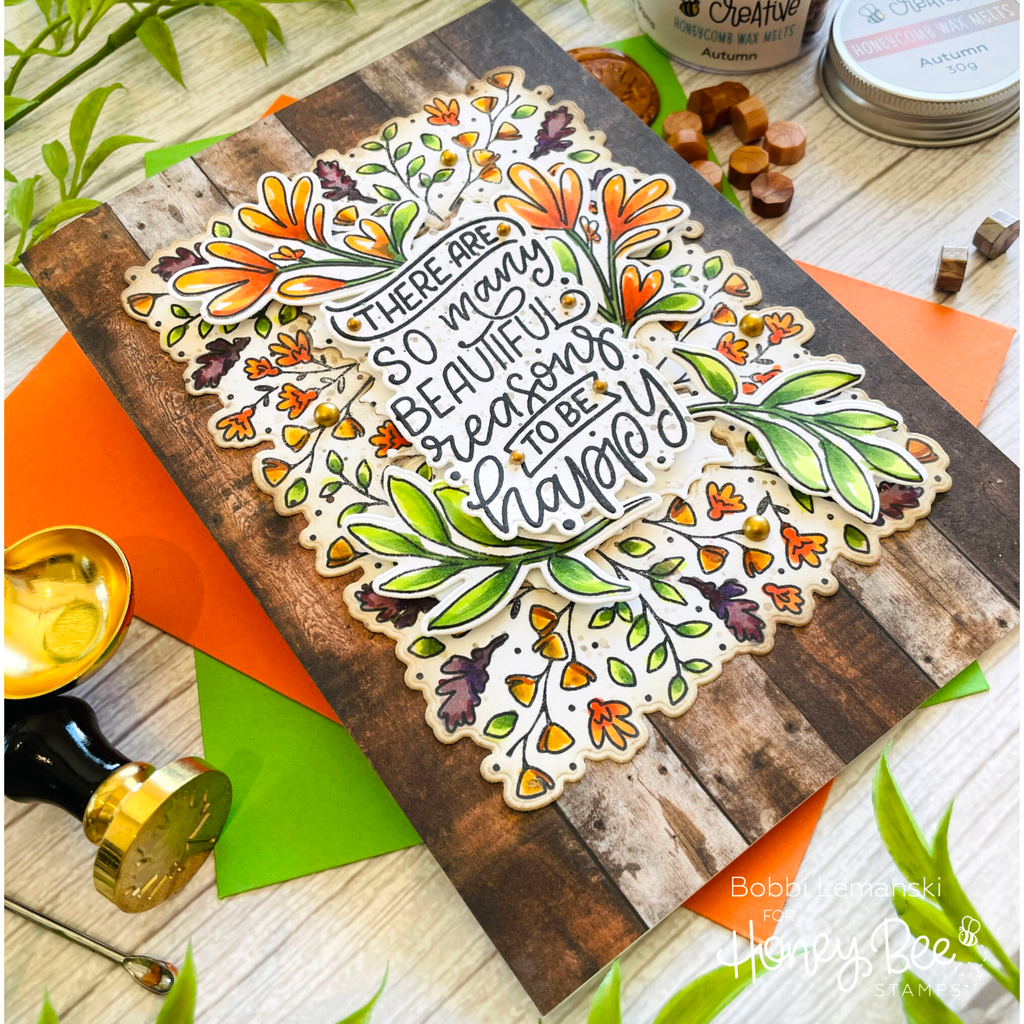 Honey Bee GRAIN AND GRUNGE 6 x 8.5 Paper Pad hbpa-037 Happy Autumn Card | color-code:ALT02