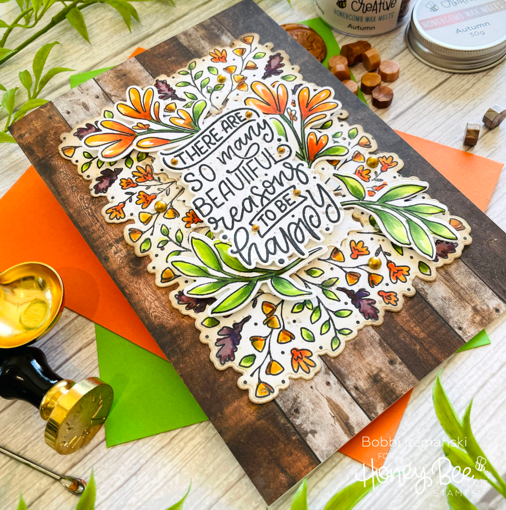 Honey Bee GRAIN AND GRUNGE 6 x 8.5 Paper Pad hbpa-037 Happy Autumn Card | color-code:ALT02