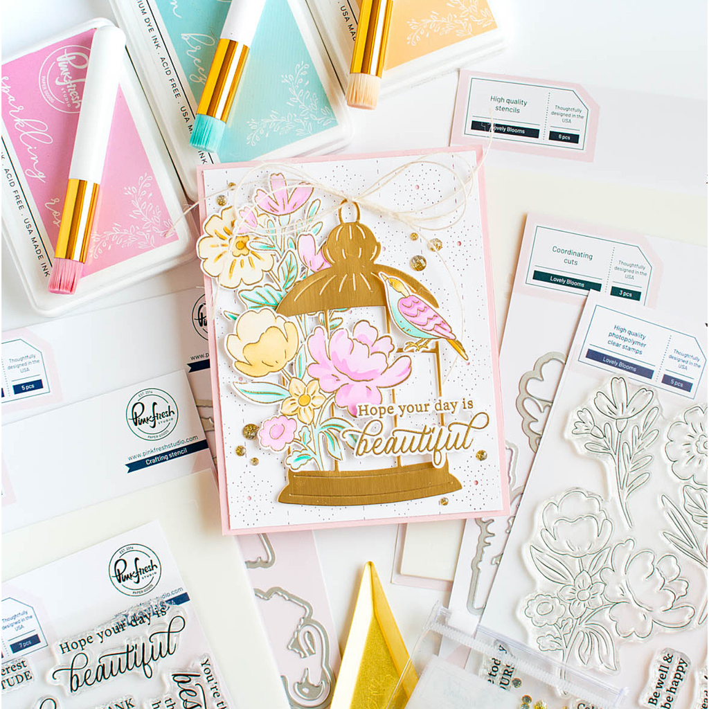 PinkFresh Studio Sparkle and Shine Ombre Glitter Drops pf113es Beautiful Day Card | color-code:ALT01