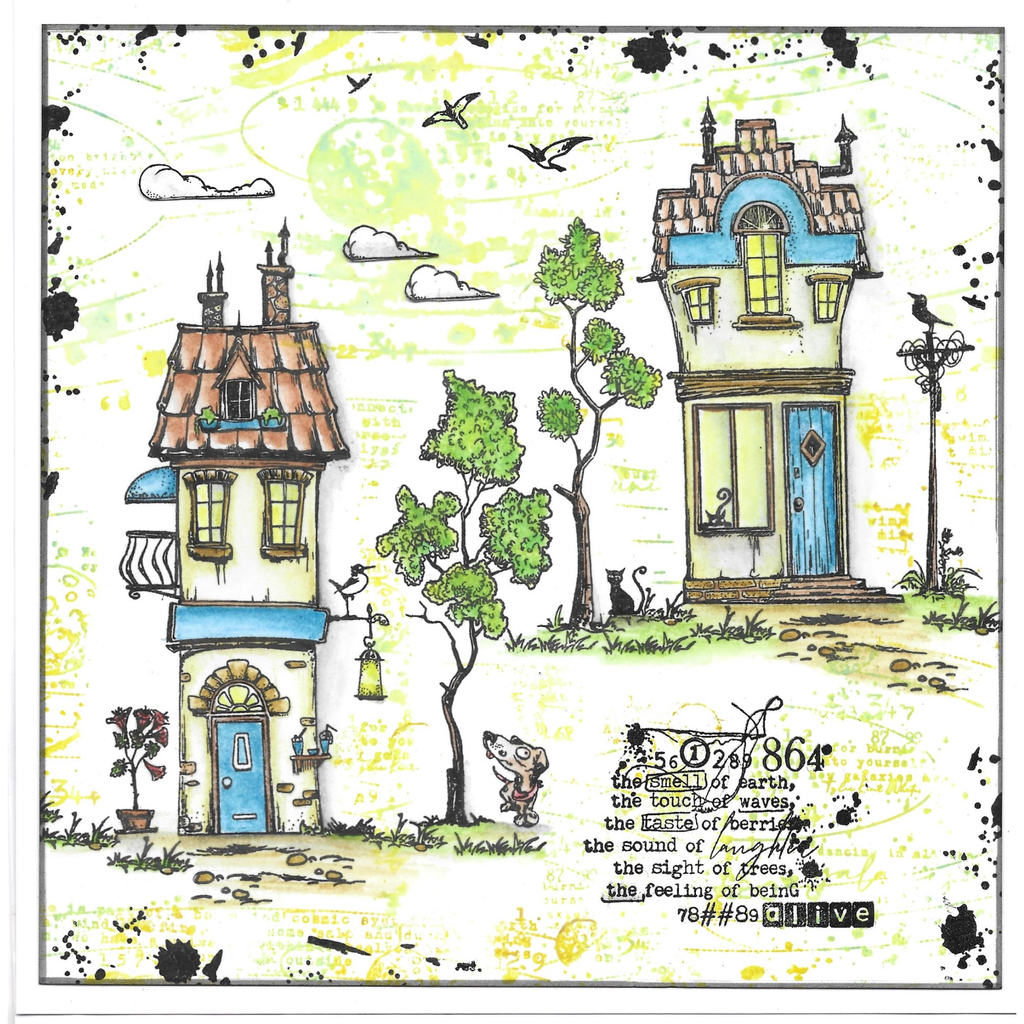 AALL & Create Let's Play Shop A5 Clear Stamps aall1044 splatter card