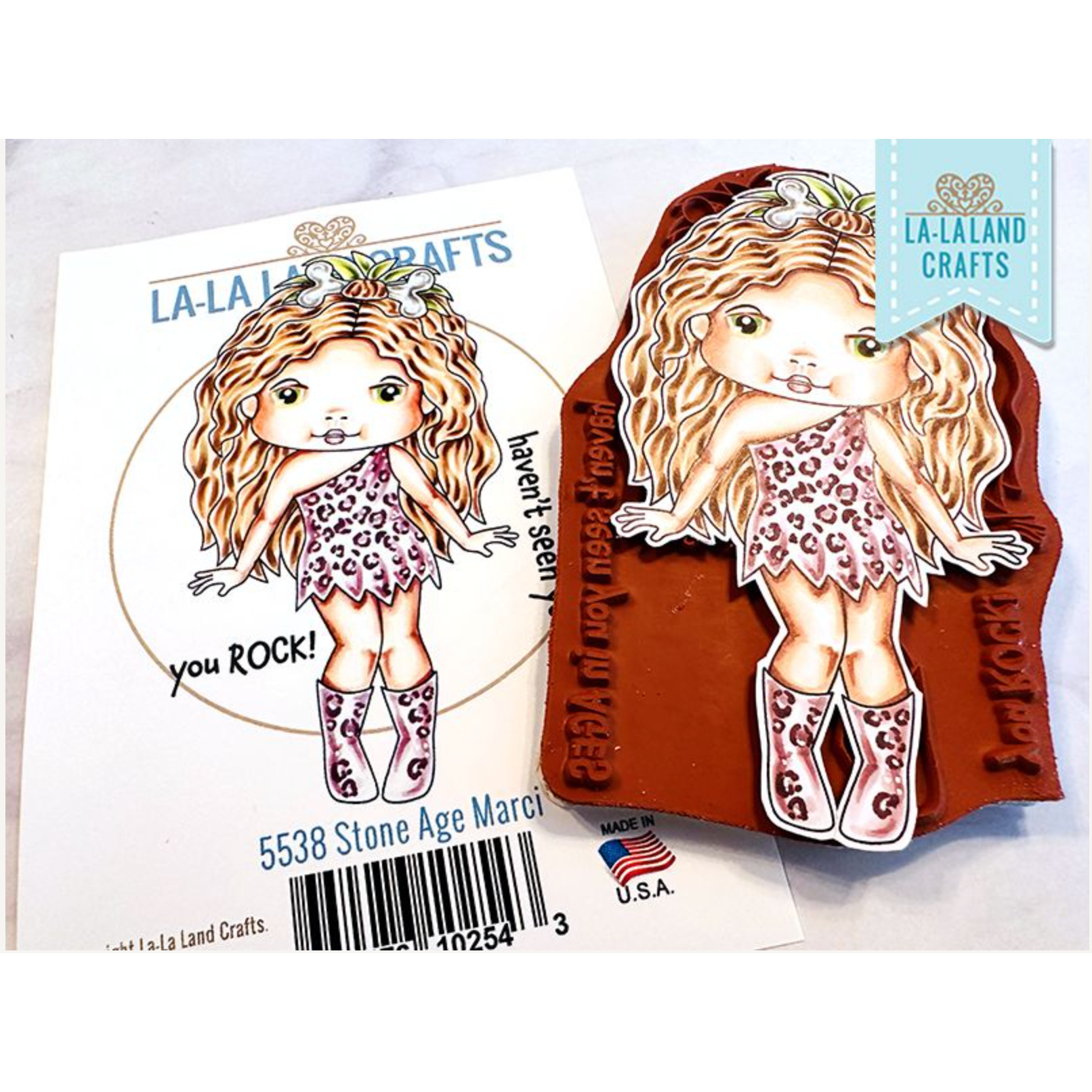 La-La Land Crafts Stone Age Marci Cling Stamp 5538*