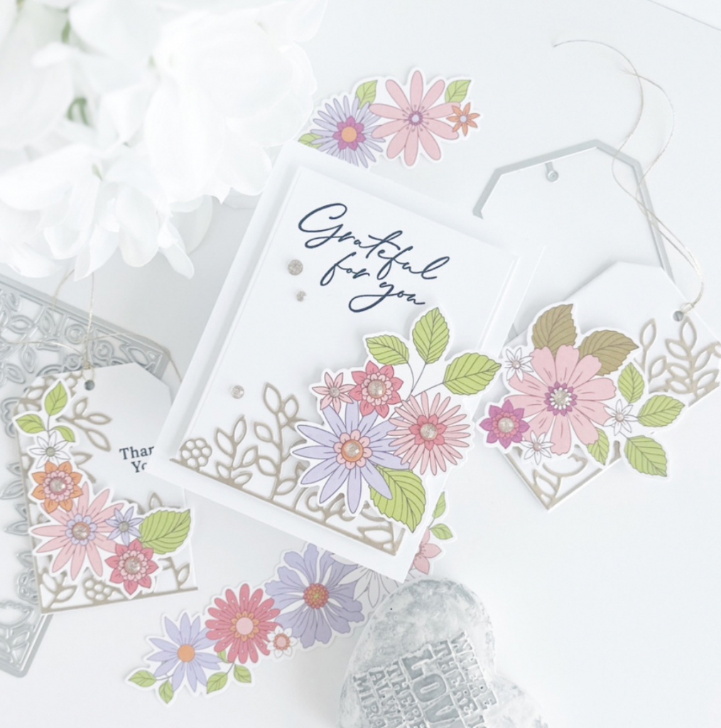PinkFresh Studio Shaker Tag Book Die Set 173822 Grateful For You Card | color-code:ALT01