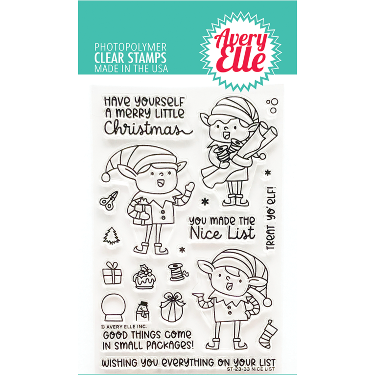 Avery Elle Clear Stamps Nice List ST-23-33