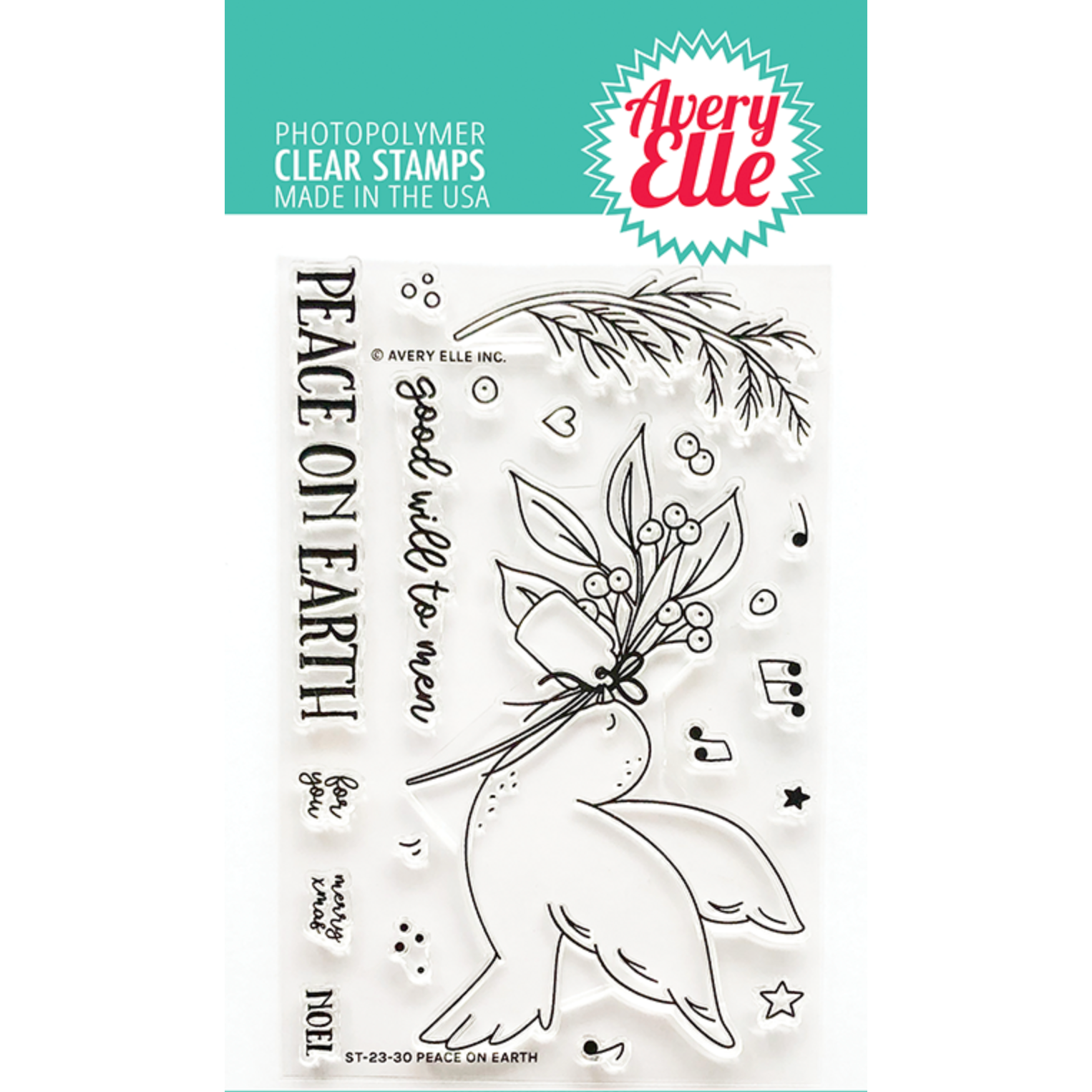 Avery Elle Clear Stamps Peace on Earth ST-23-30