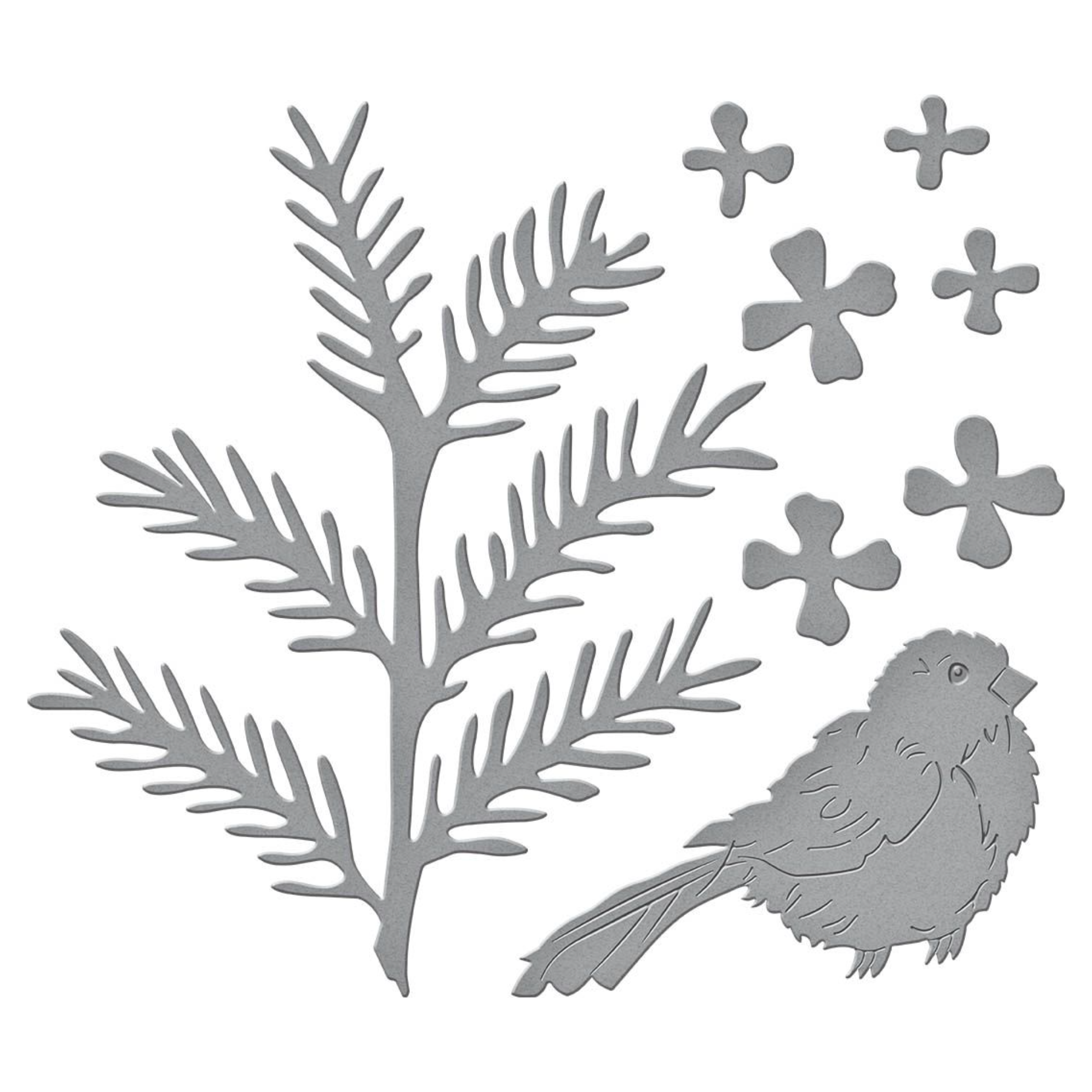 S4-1305 Spellbinders Hemlock, Cones and Chickadee Etched Dies