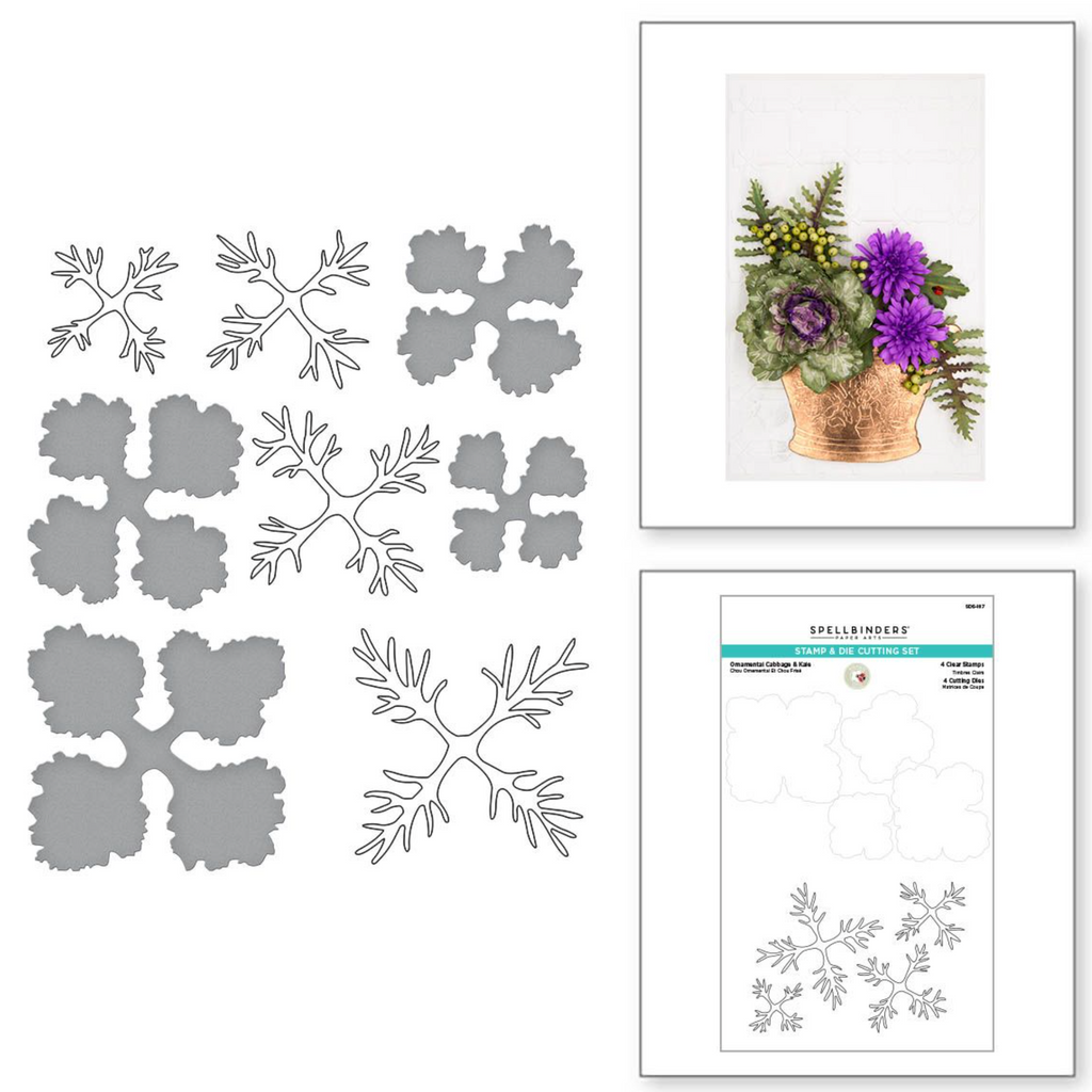 SDS-187 Spellbinders Ornamental Cabbage and Kale Clear Stamp and Die Set fun flowers